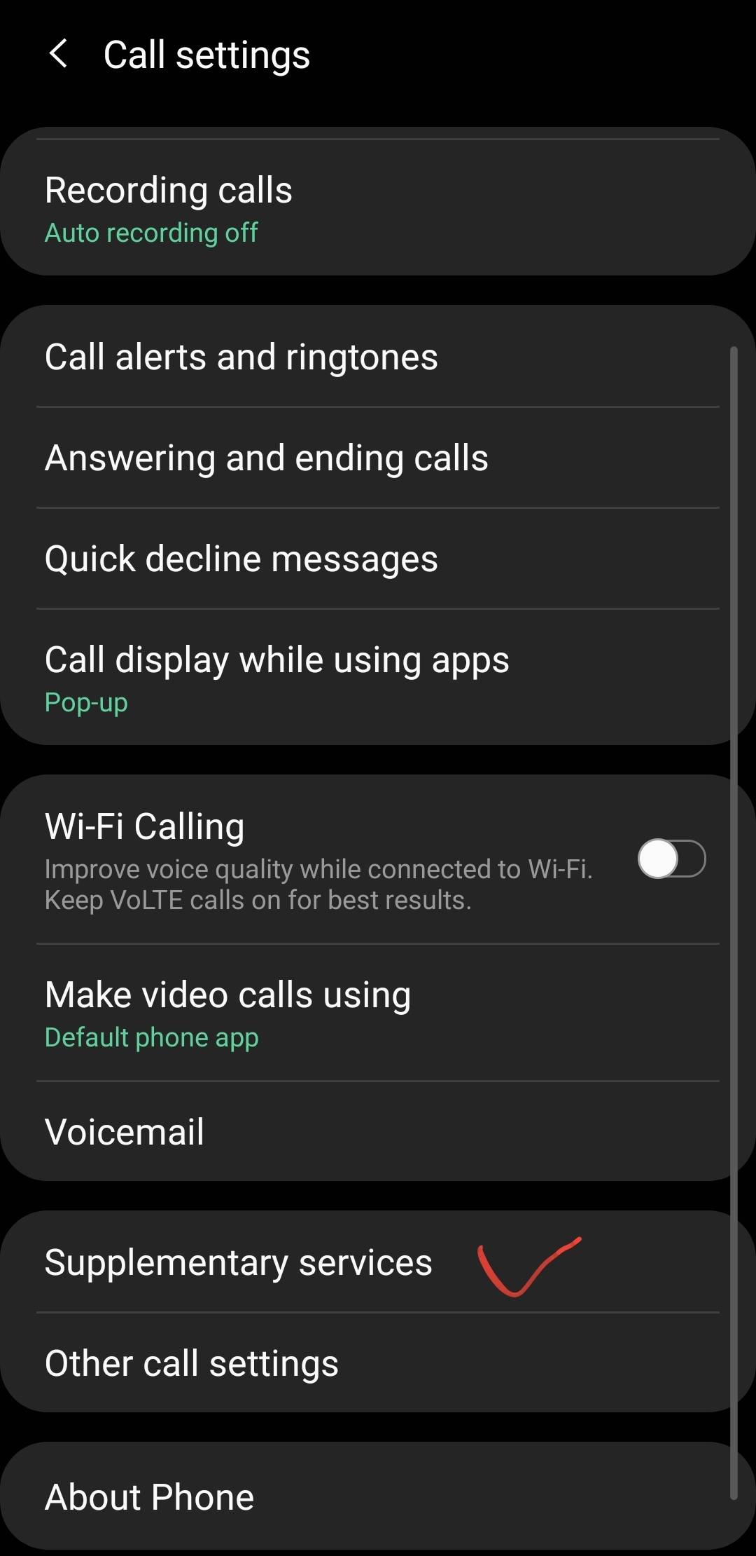 Samsung a20 call waiting setting shop